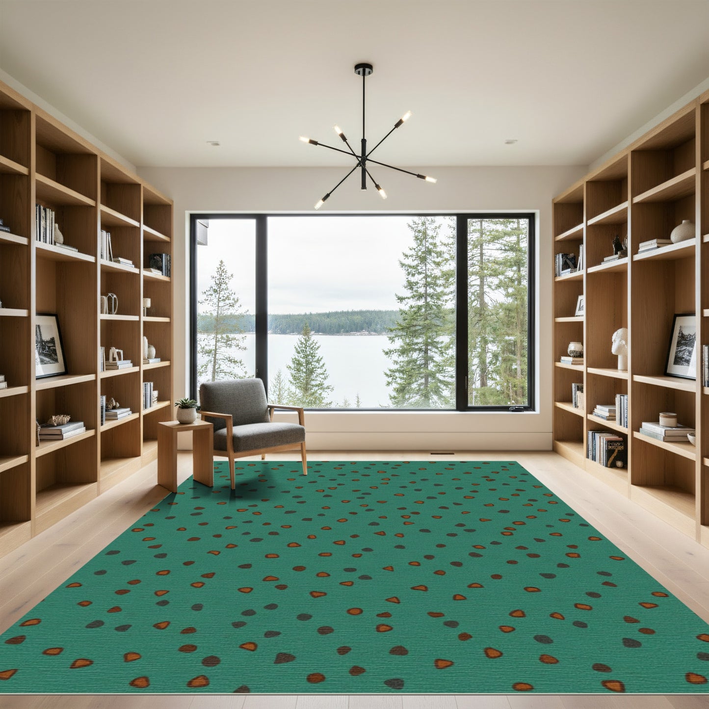 Deep Teal Speckled Earthy Tone Rug