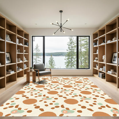 Cream brown abstract speckled eye oval Rug