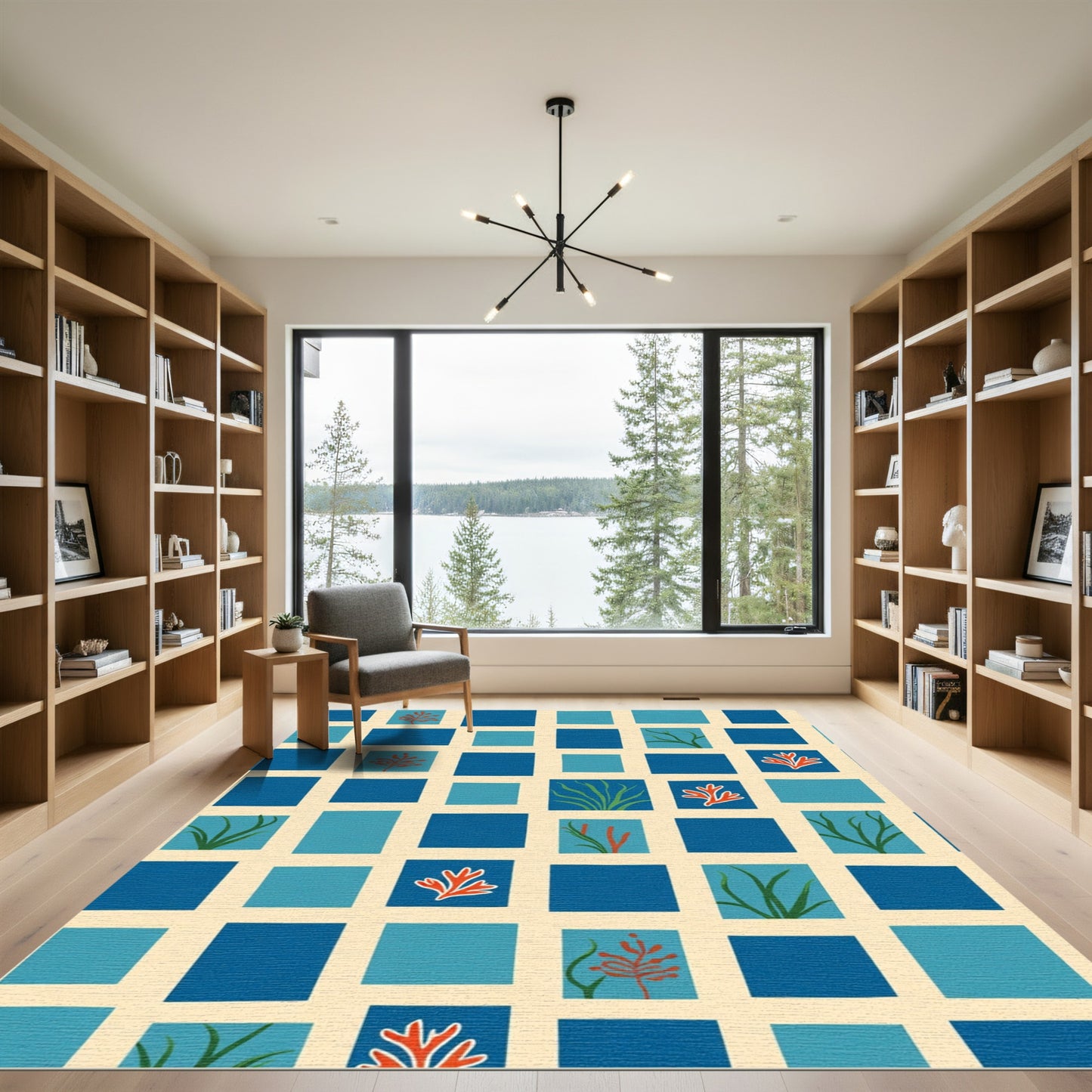 Oceanic Coral Square Art Rug