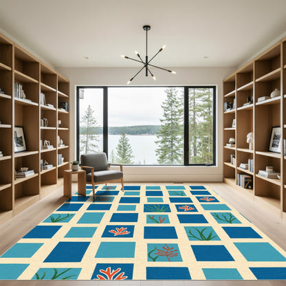Oceanic Coral Square Art Rug