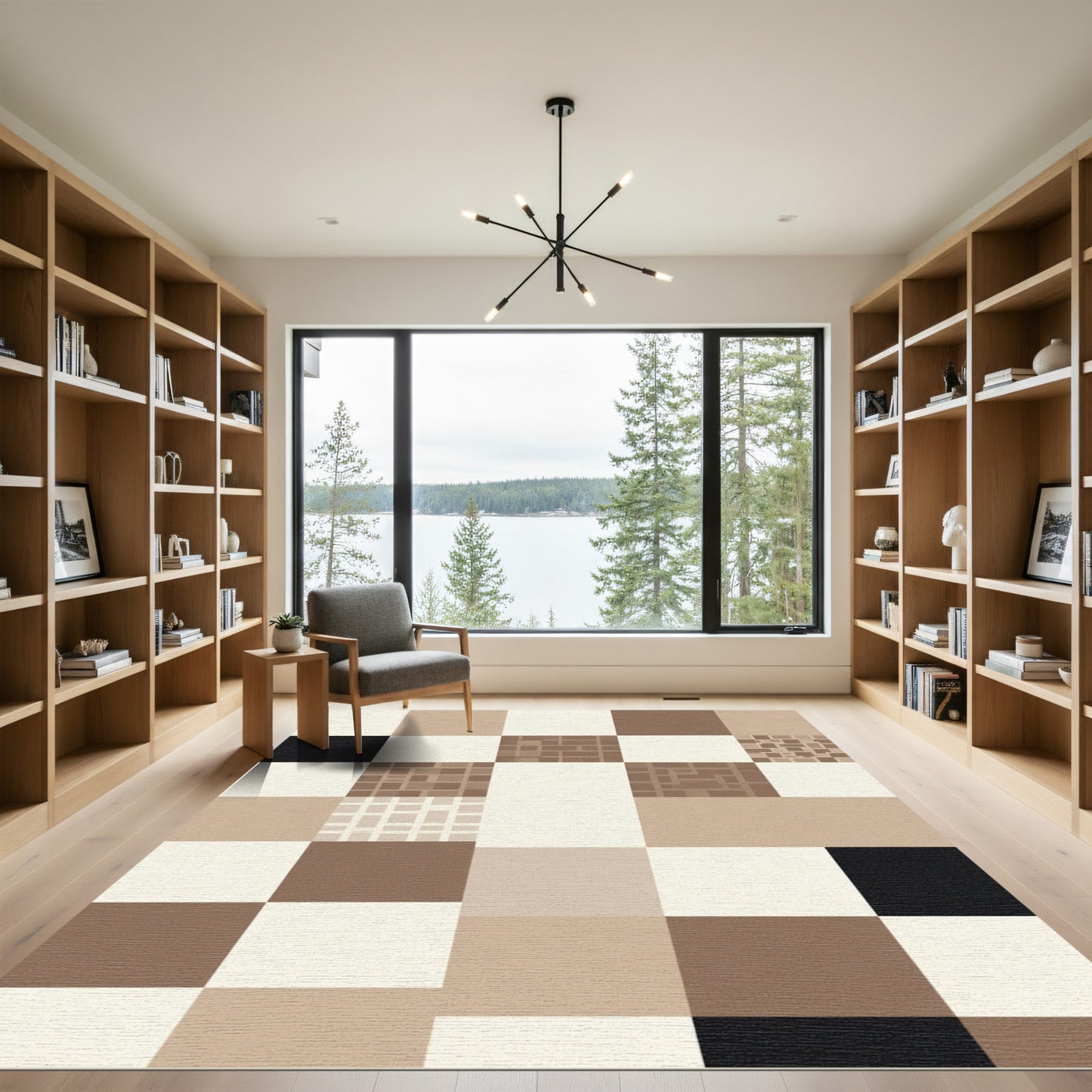 Neutral Brick Mosaic Squares Rug