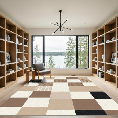 Neutral Brick Mosaic Squares Rug