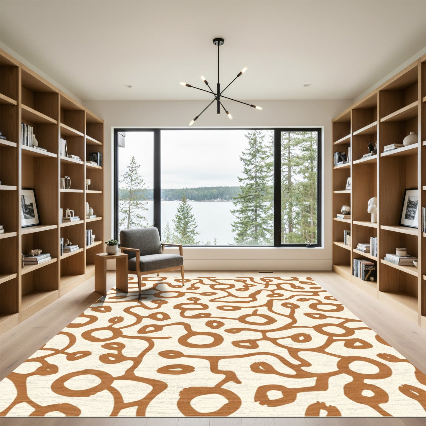 Earthy Organic Branch Circle Pattern Rug