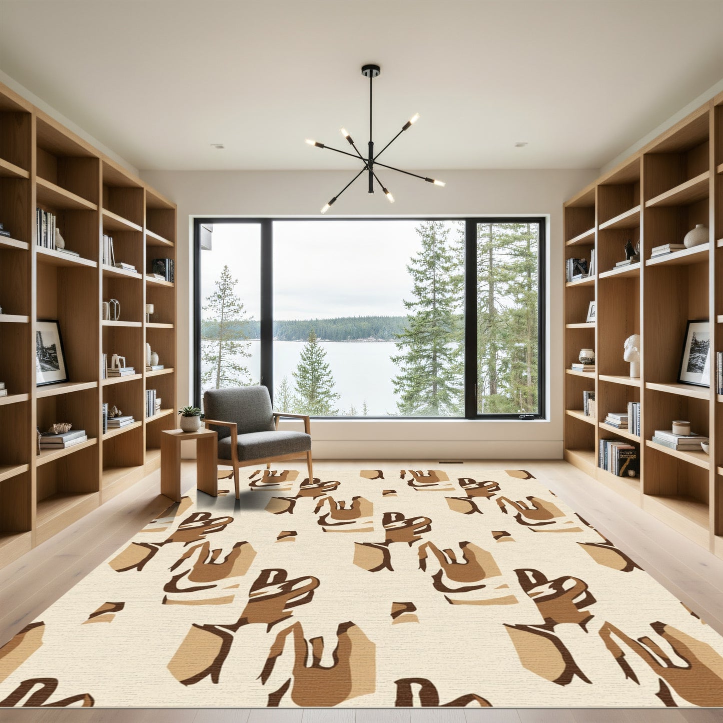 Abstract Brown Tonal Landscape Rug