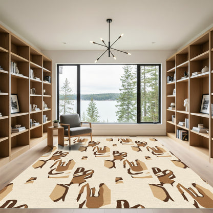 Abstract Brown Tonal Landscape Rug