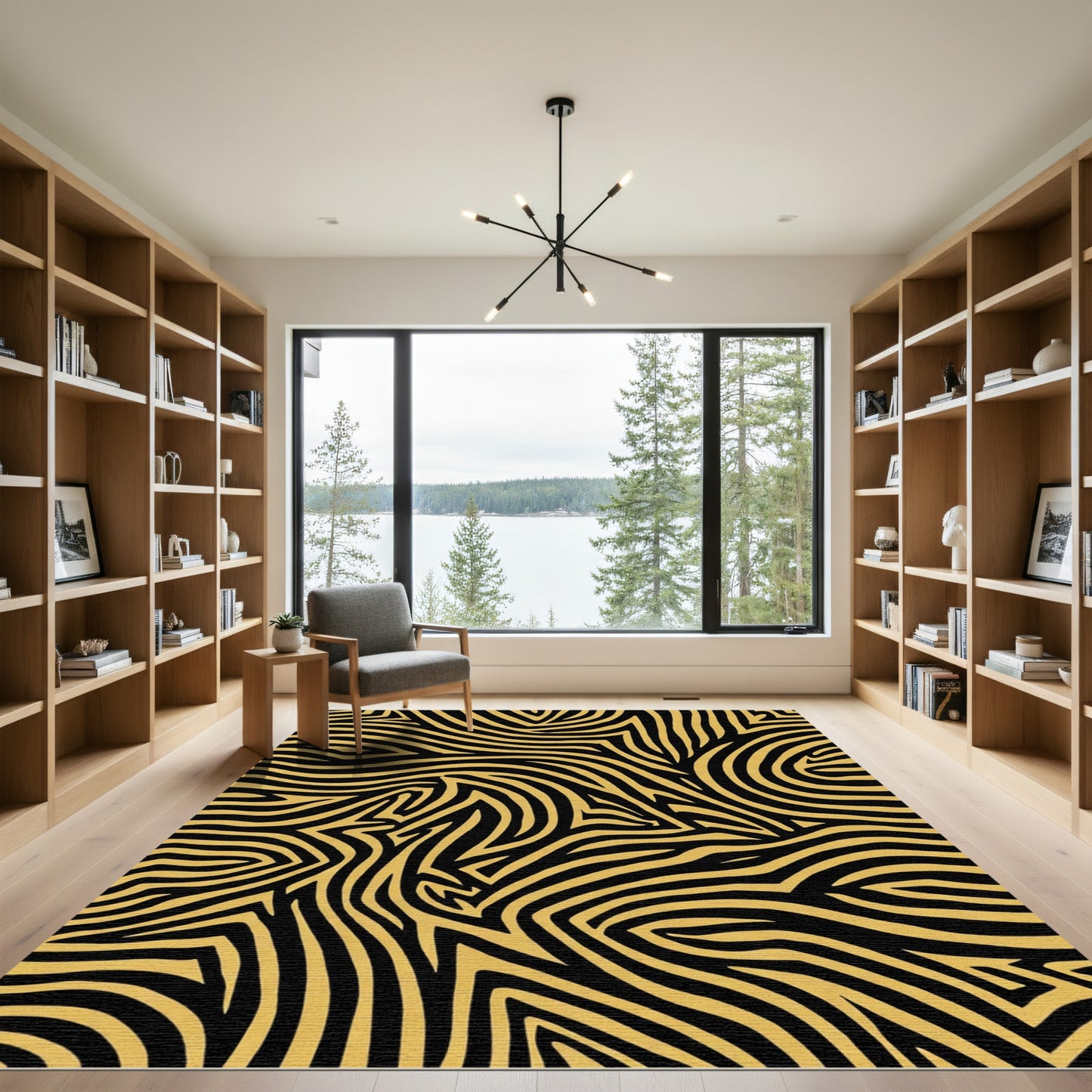 Bold Gold Zebra Stripe Abstract Rug