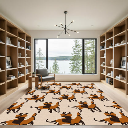 Brown Black Dog Abstract Pattern Rug