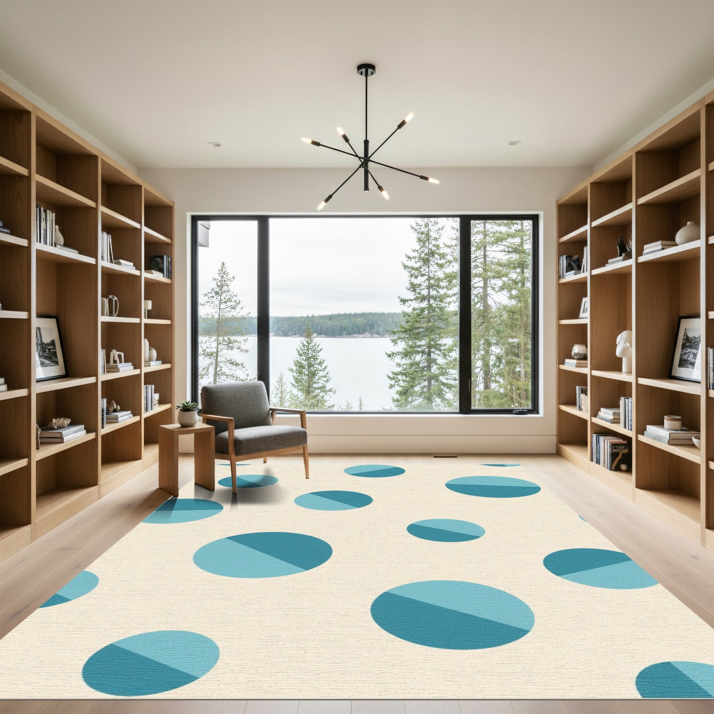 Teal Circles Abstract Composition Rug