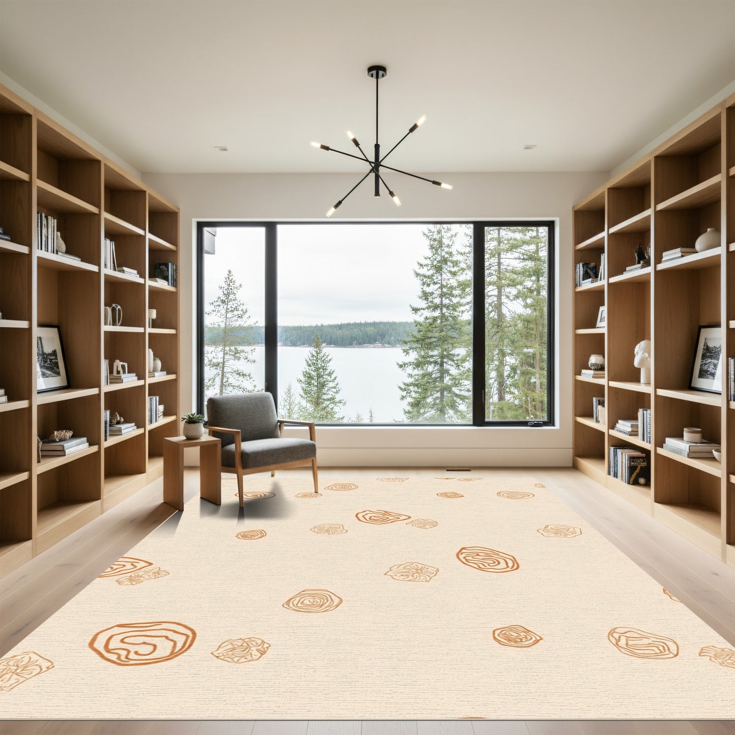 Terra Cotta Swirl Blossom Arrangement Rug