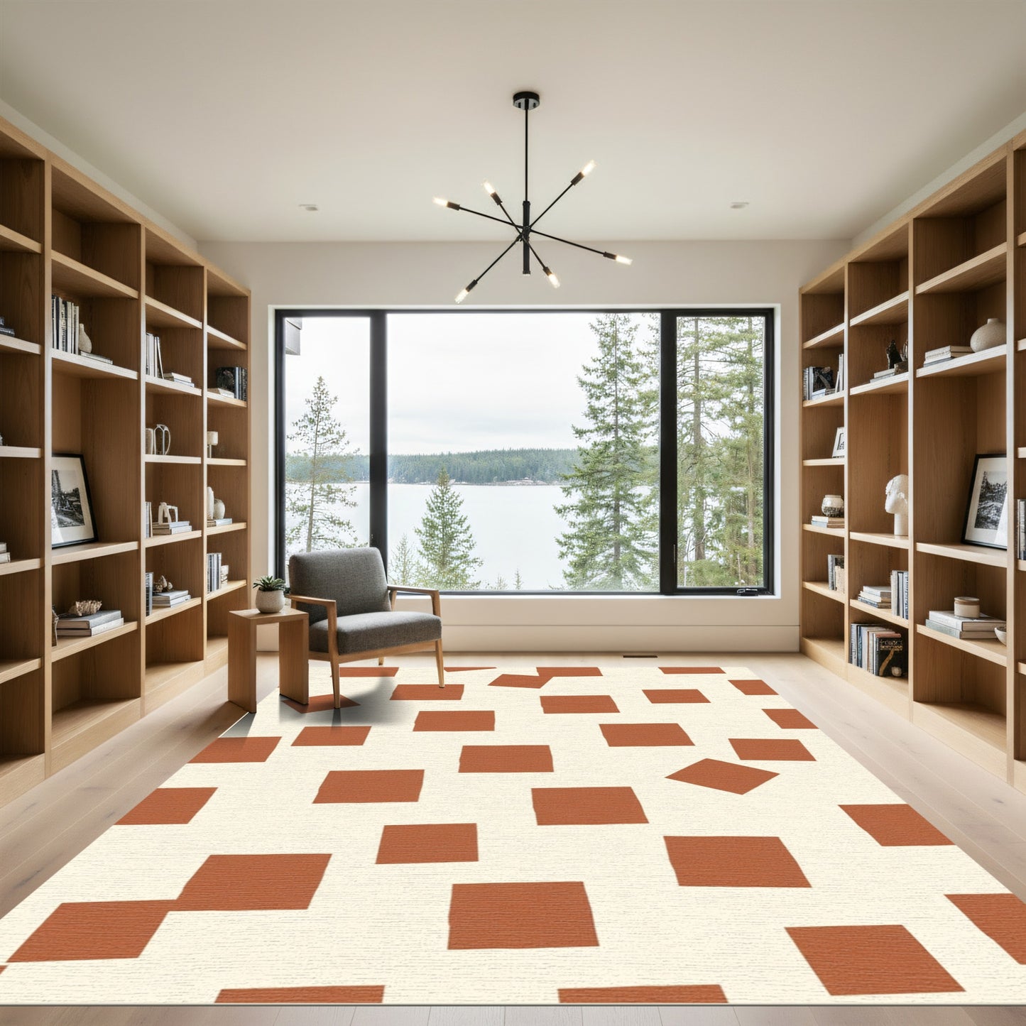 Terra Cotta Squares Random Layout Rug