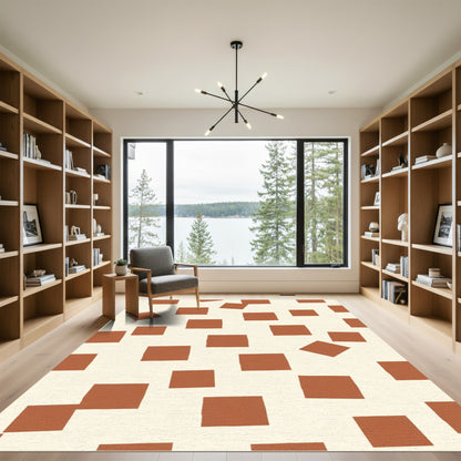 Terra Cotta Squares Random Layout Rug