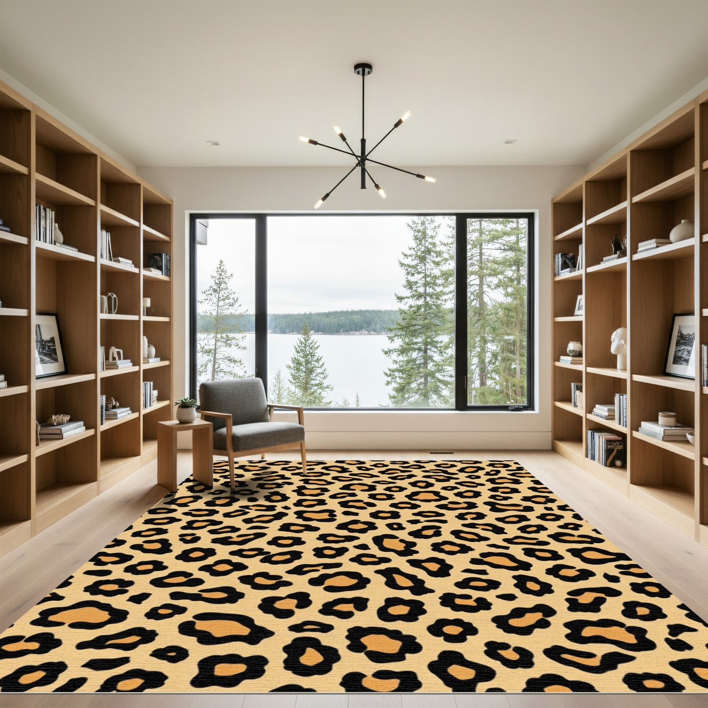 Bold Black Leopard Spots Rug