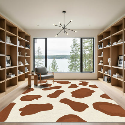 Brown White Cow Spots Rug