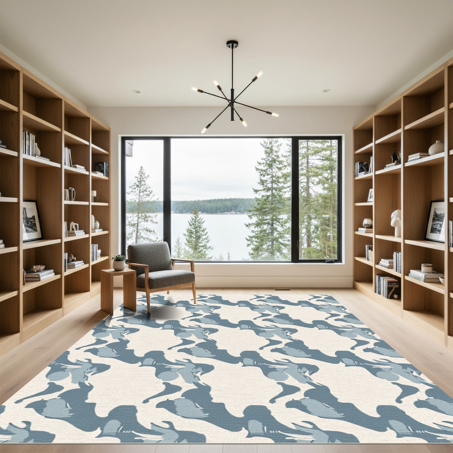Subtle Blue Abstract Flow Rug