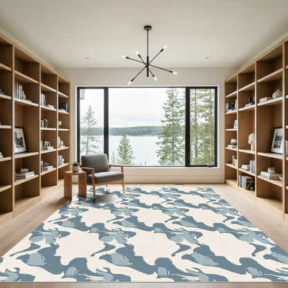 Subtle Blue Abstract Flow Rug