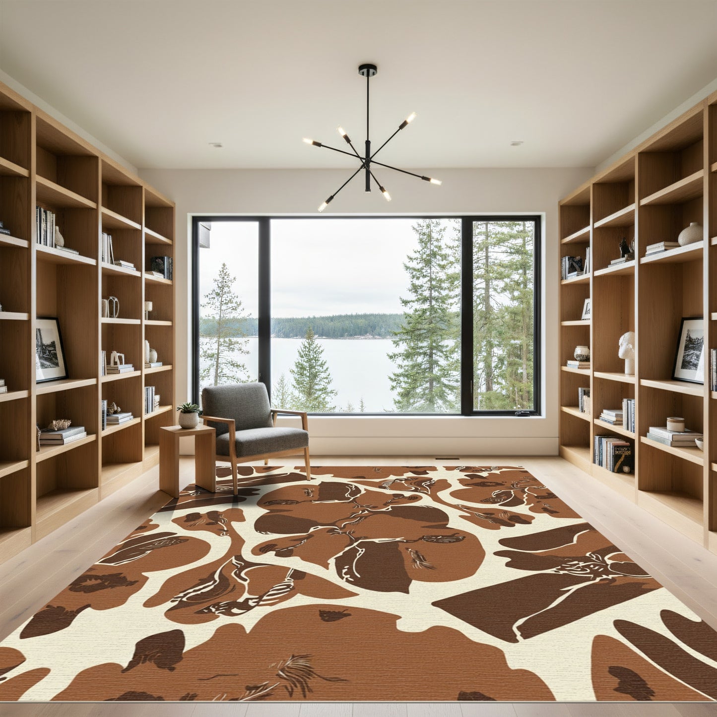 Organic Brown Abstract Branch Foliage Rug