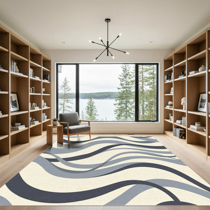 Modern Gray Wave Flow Rug