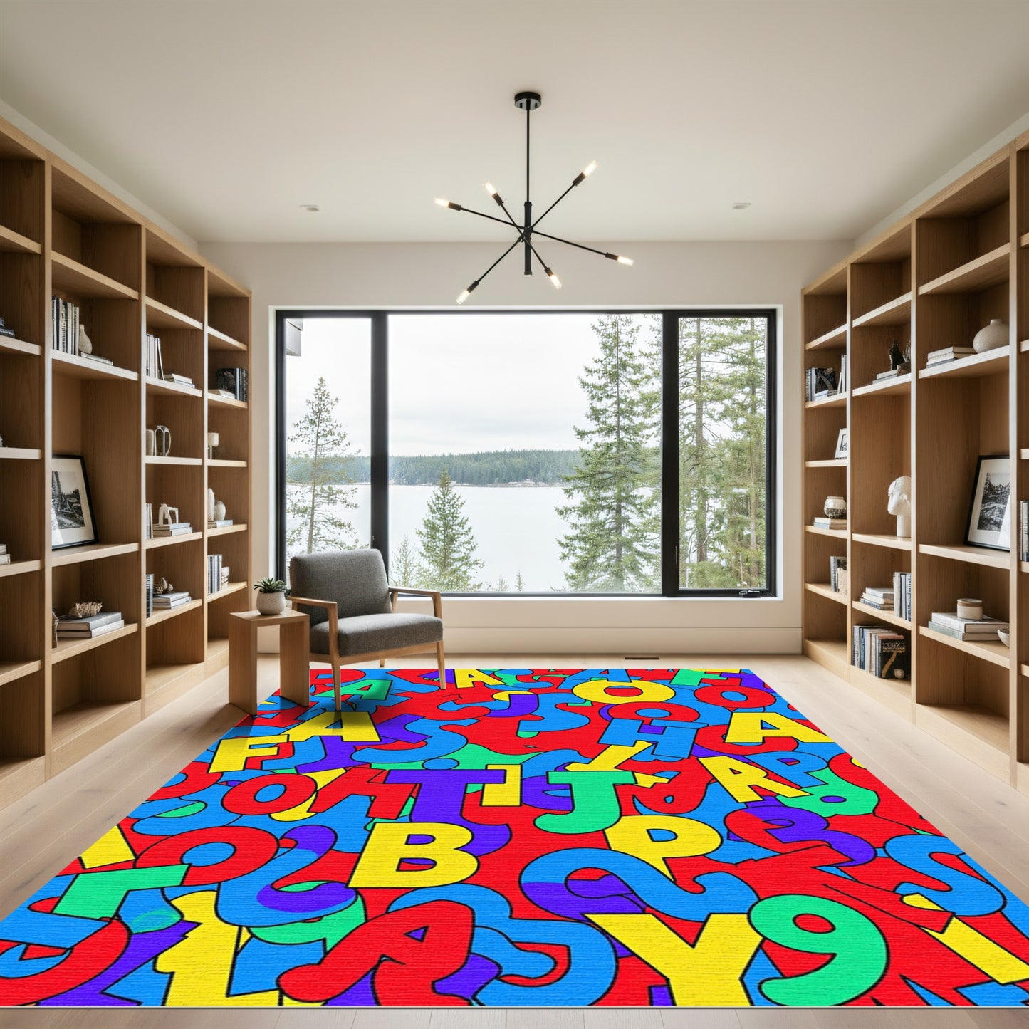 Bold Primary Alphabet Collage Rug