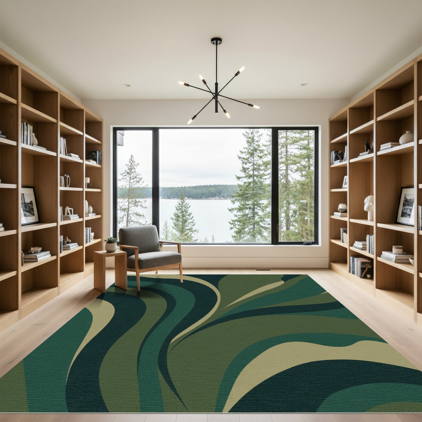 Deep Green Organic Flow Rug