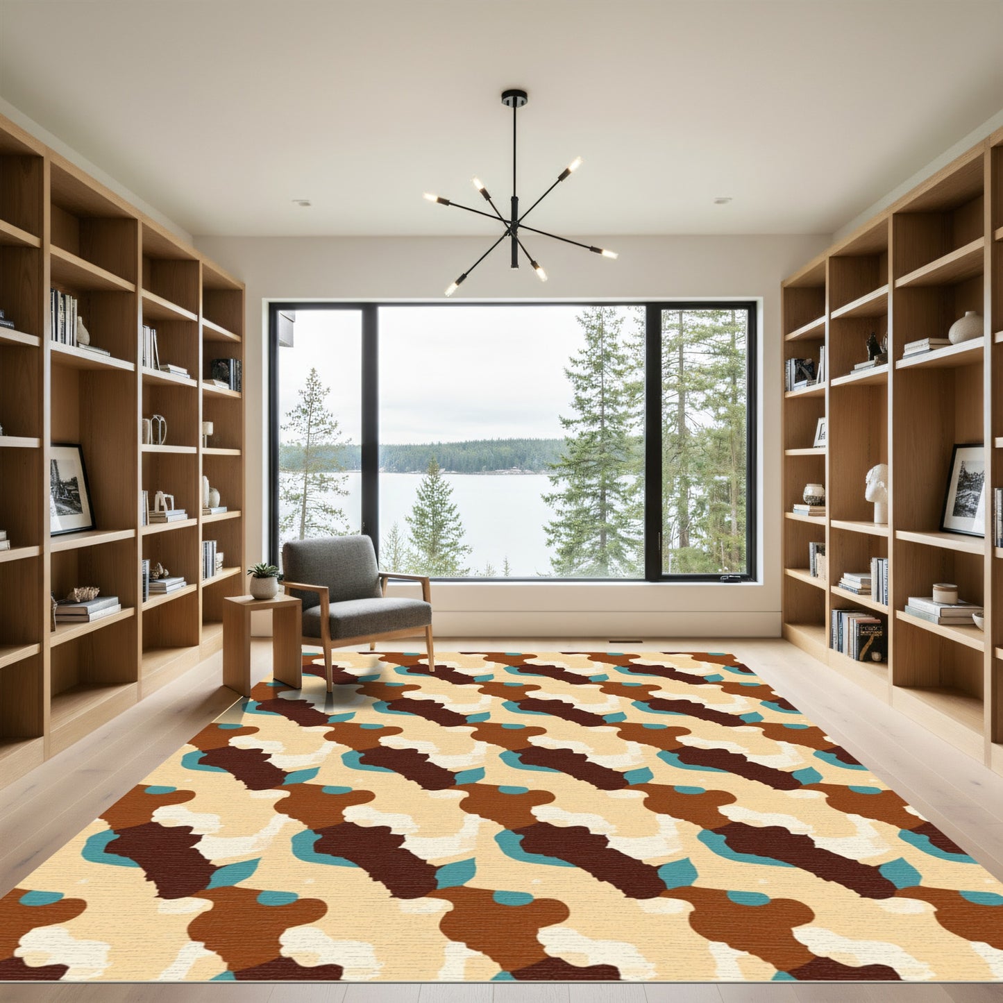 Earthy Camouflage Organic Abstract Layout Rug