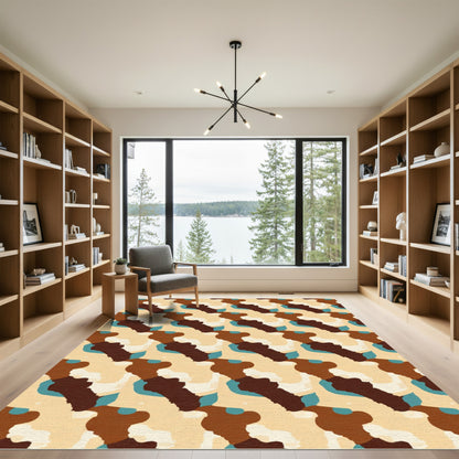 Earthy Camouflage Organic Abstract Layout Rug