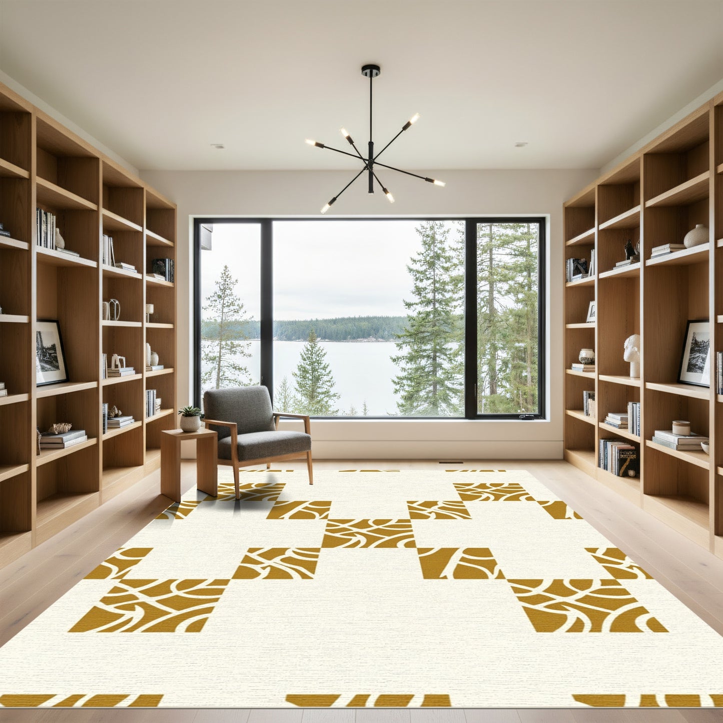 Golden Squares Organic Intertwine Rug