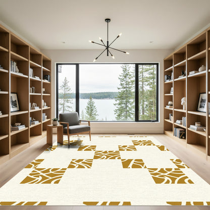 Golden Squares Organic Intertwine Rug