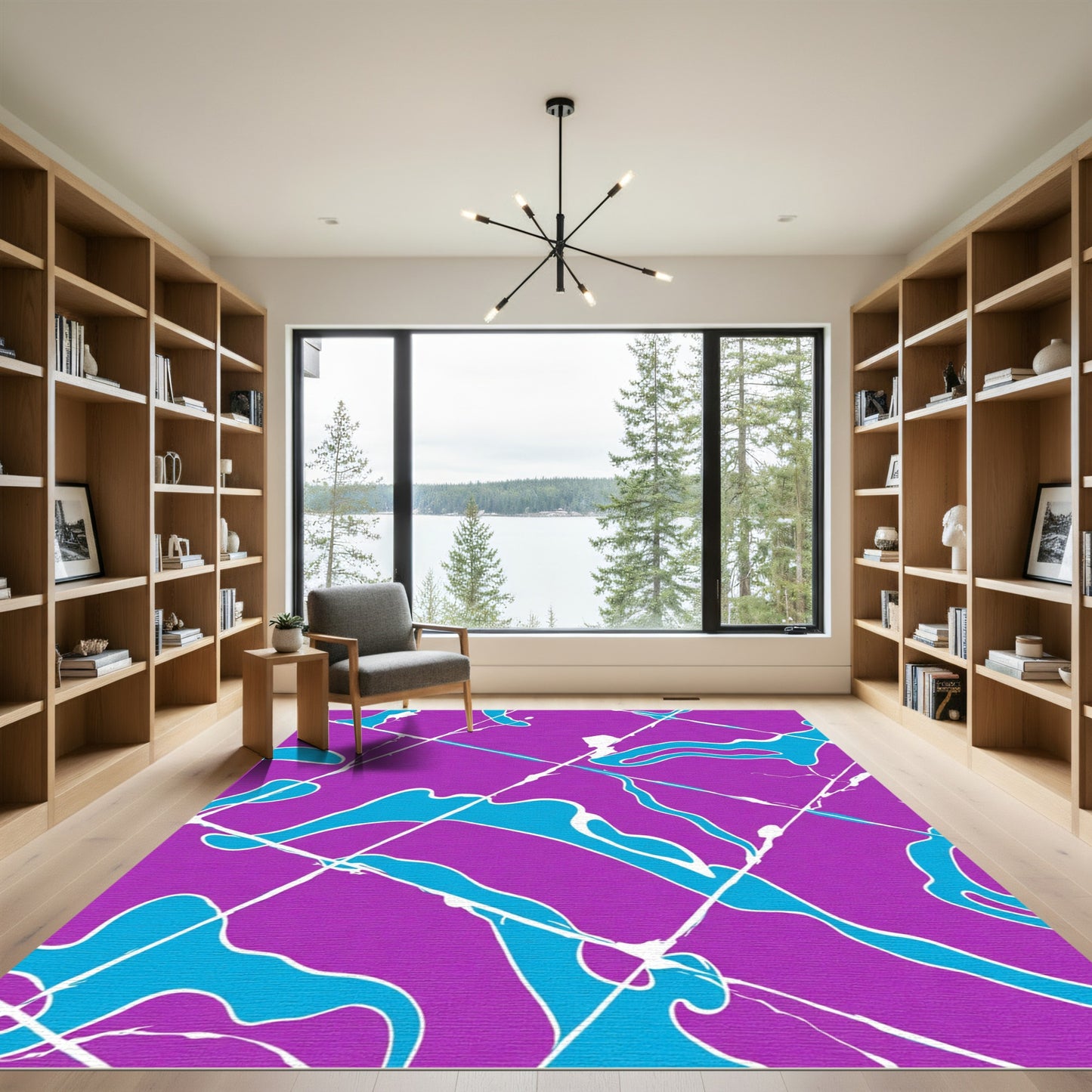 Bright Purple Blue Splash Stream Rug