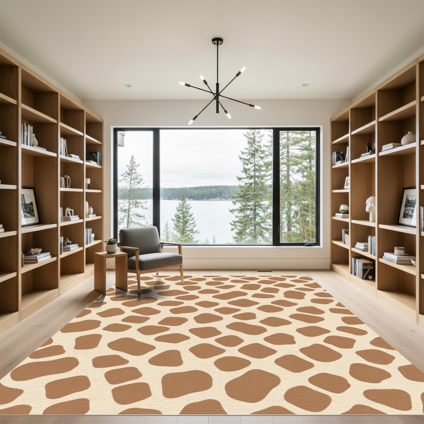 Brown Tan Giraffe Spot Pattern Rug