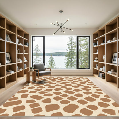 Brown Tan Giraffe Spot Pattern Rug