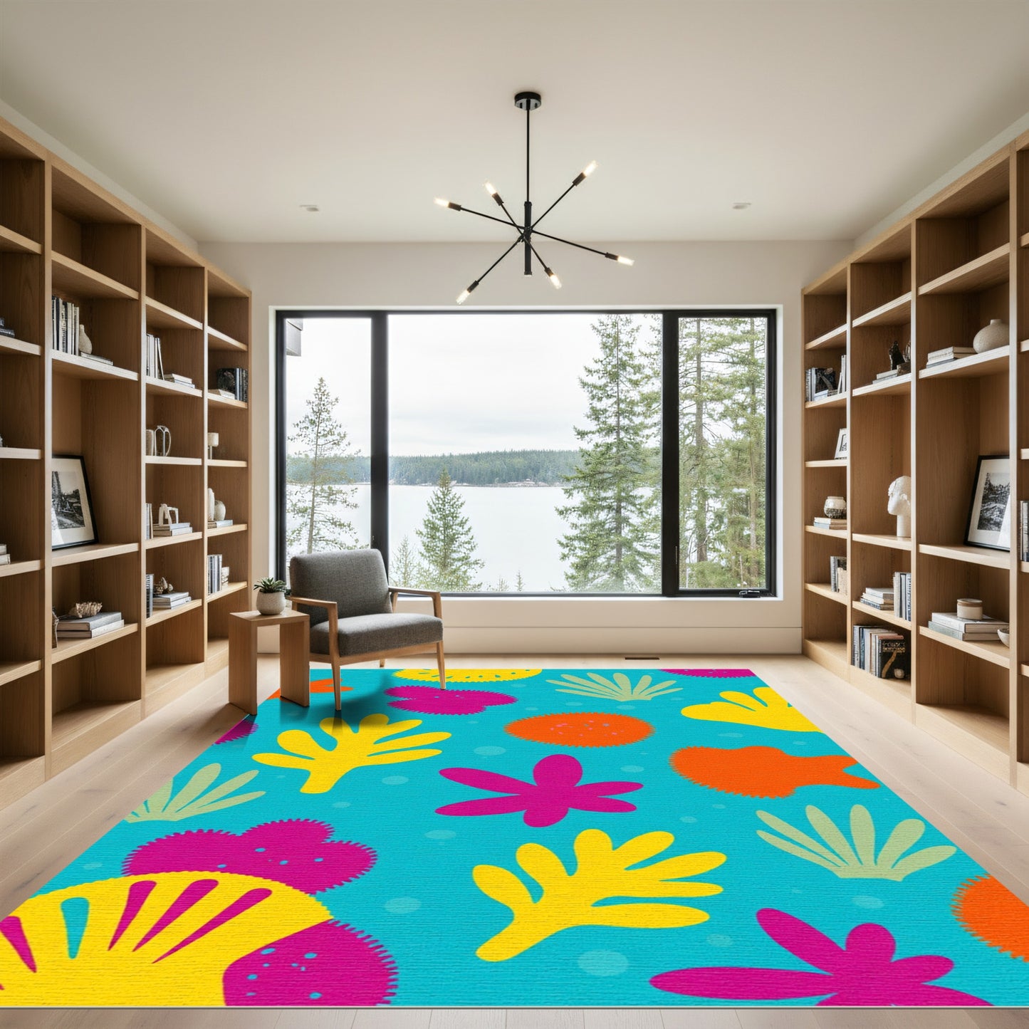 Bright Coral Reef Shapes Rug