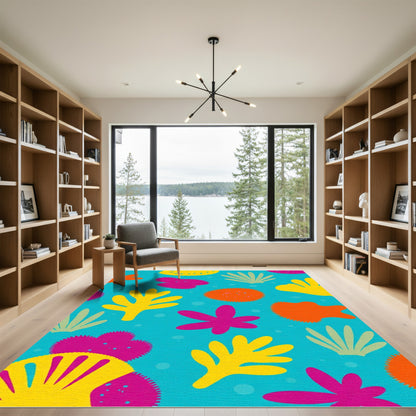 Bright Coral Reef Shapes Rug