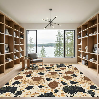 Earthy Abstract Floral Terrazzo Rug