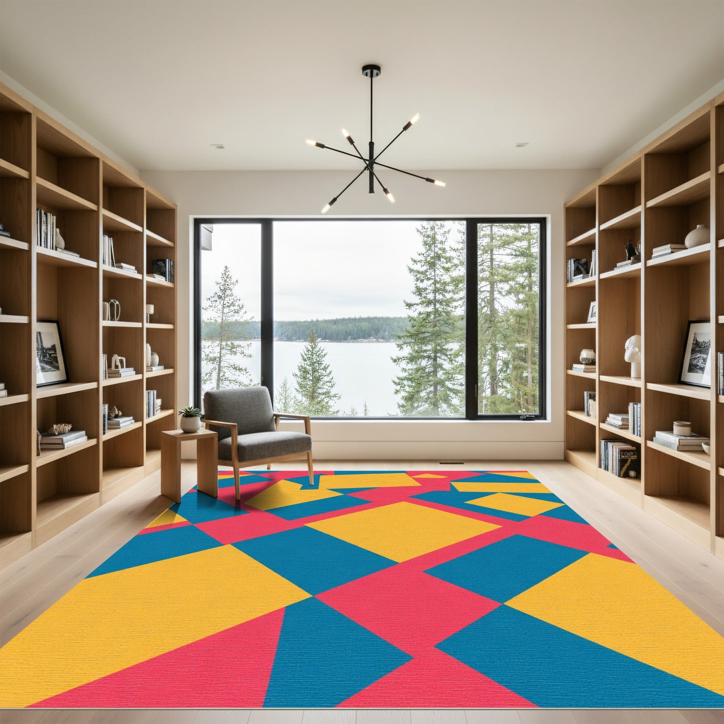 Crimson Teal Yellow Geometric Layla Rug