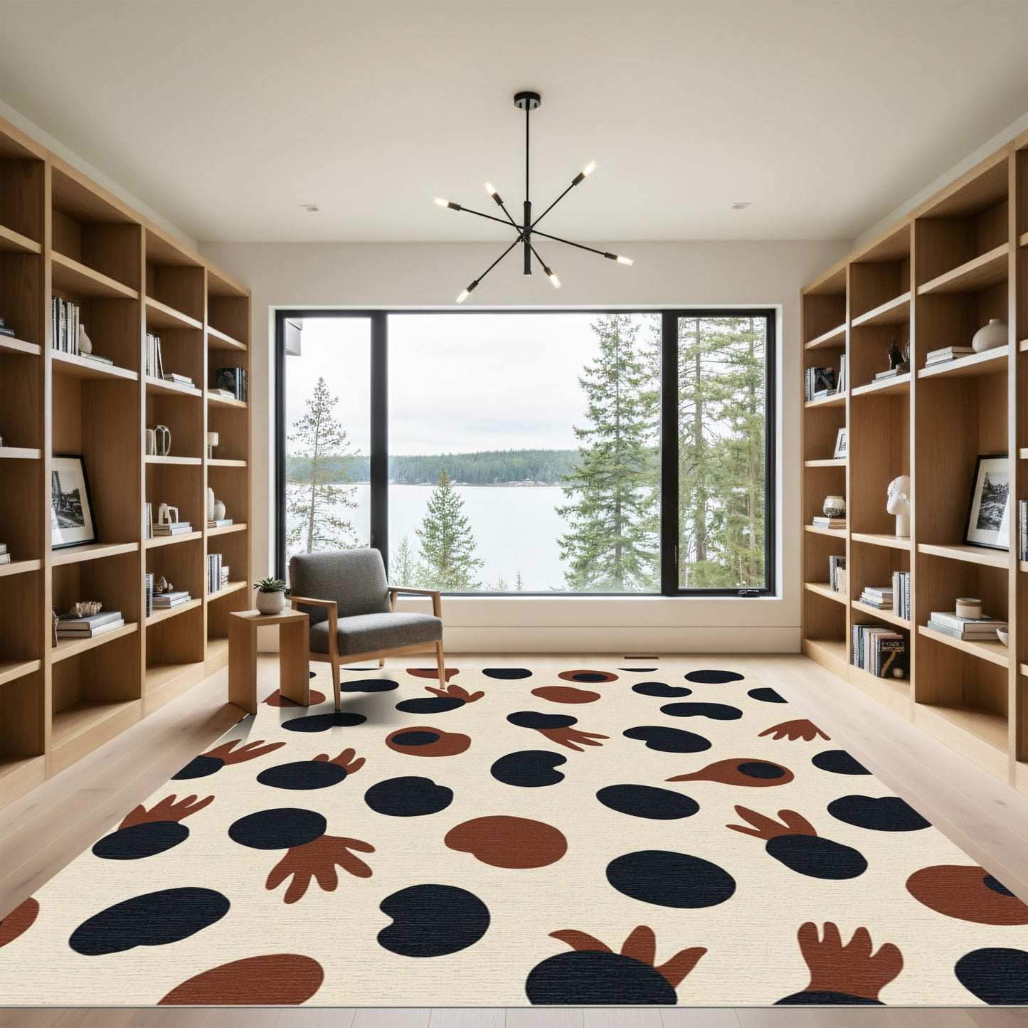 Warm Earthy Abstract Organic Shapes Rug