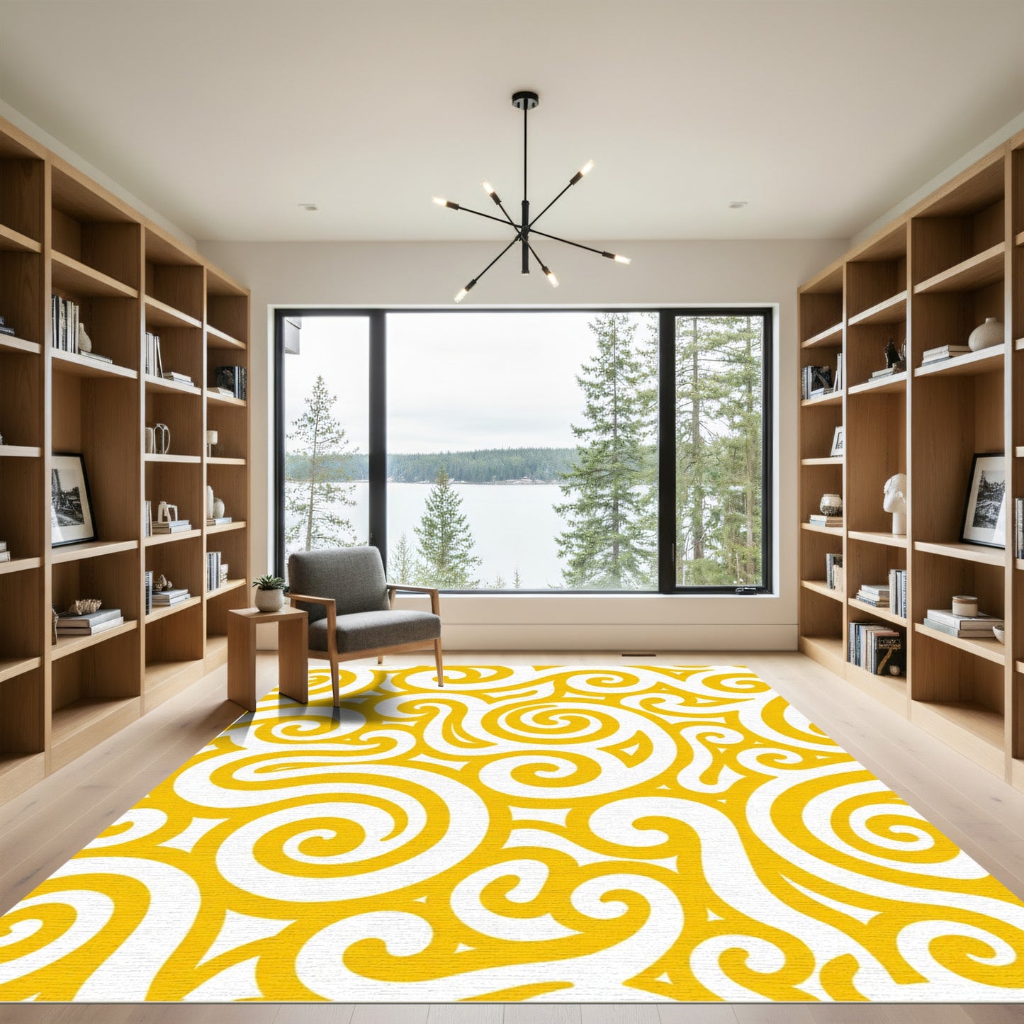 Bright Golden Swirls Abound Rug