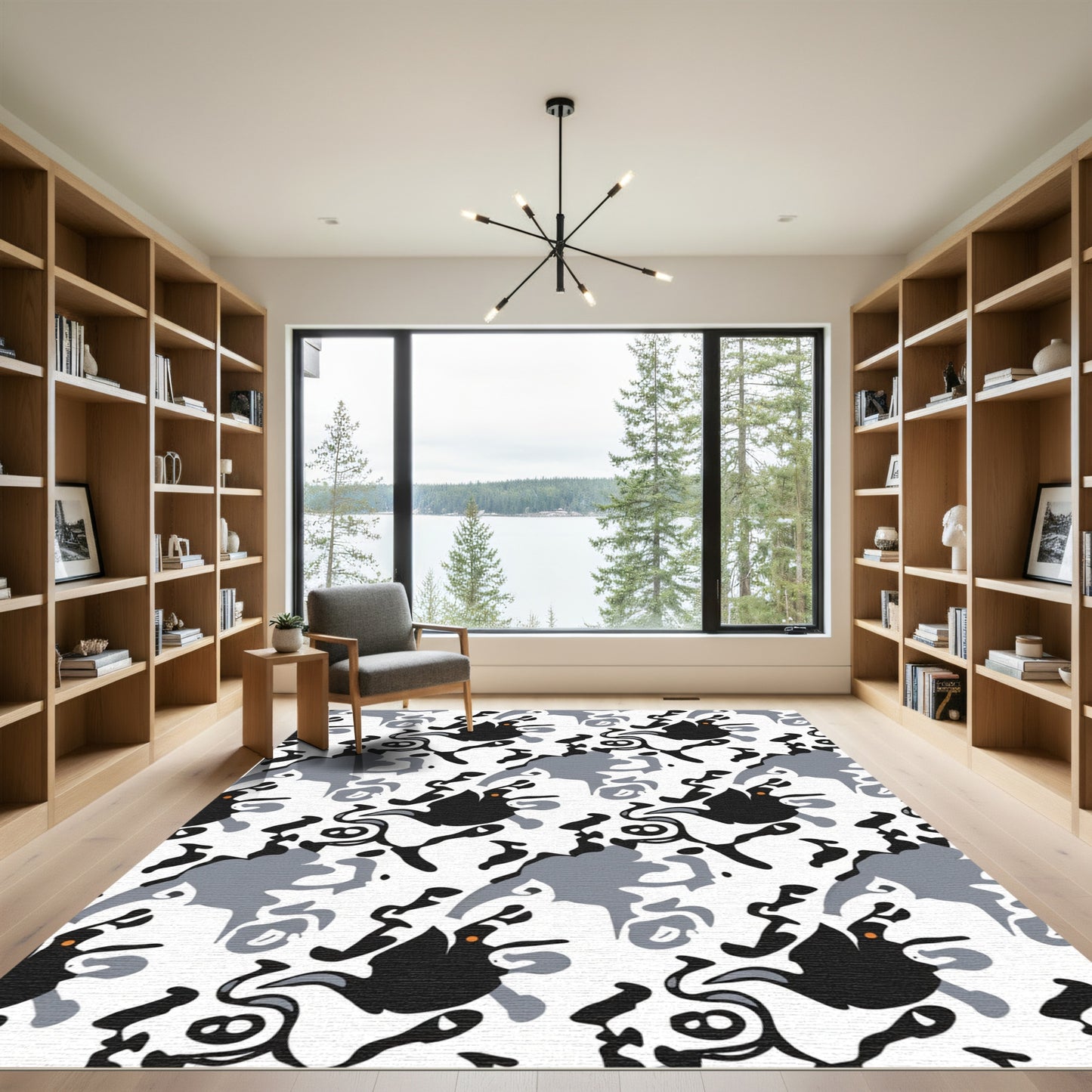 Graffti Black Gray Orange Amoeba Rug