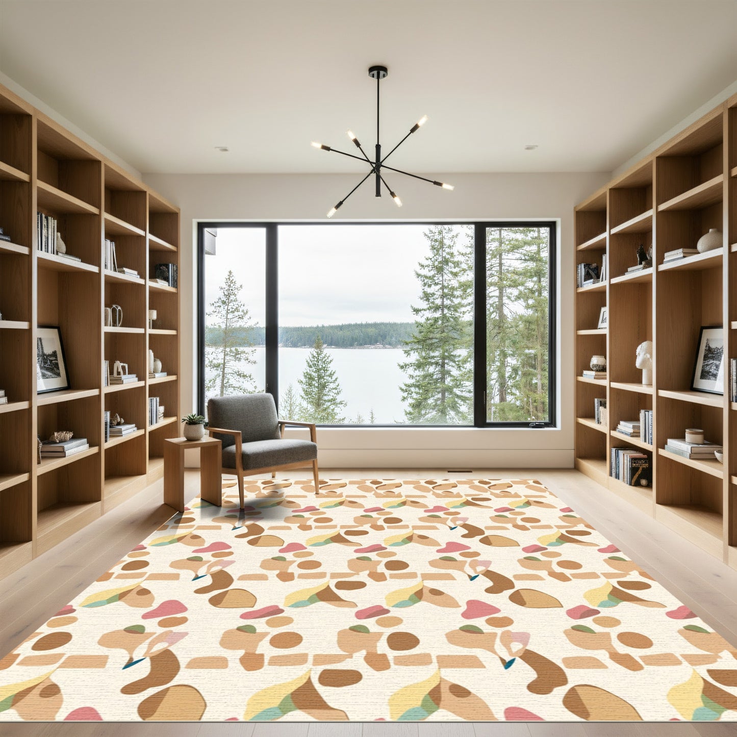 Earthy Abstract Organic Shape Arrangement Rug