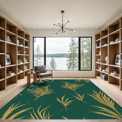 Emerald Golden Plume Foliage Rug