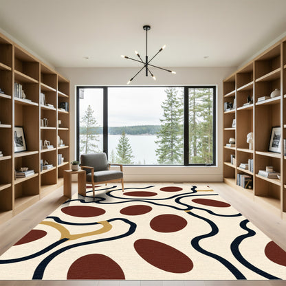 Organic Abstract Cream Brown Black Rug
