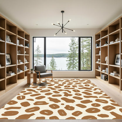 Earthy Brown Organic Abstract Spots Rug