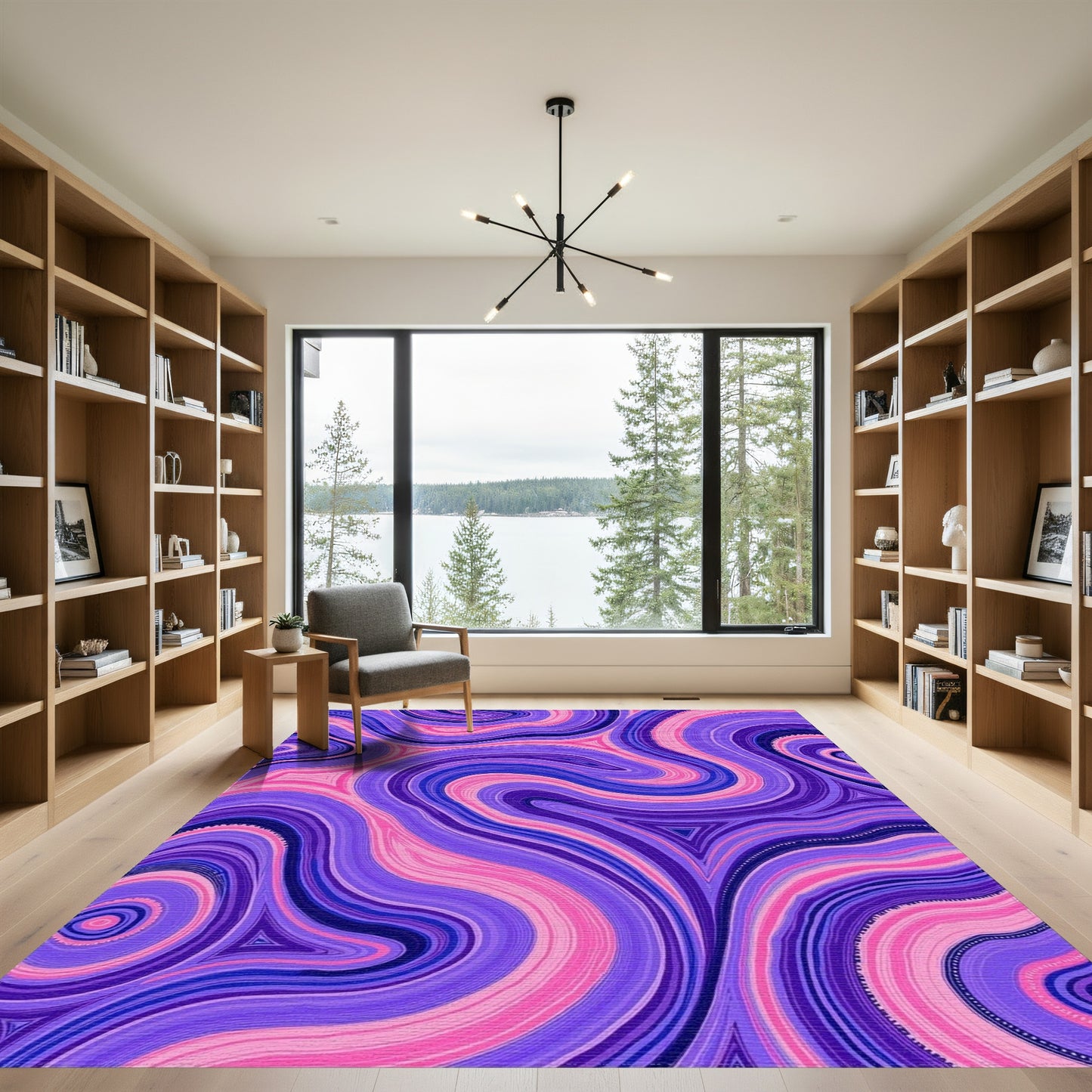 Purple Pink Swirling Fluid Rug