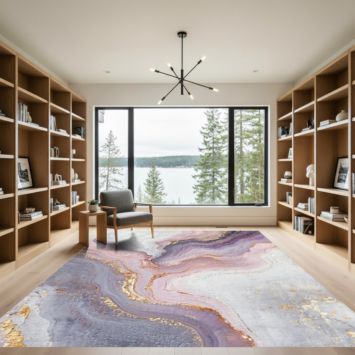 Purple Gold Veined Marble Rug