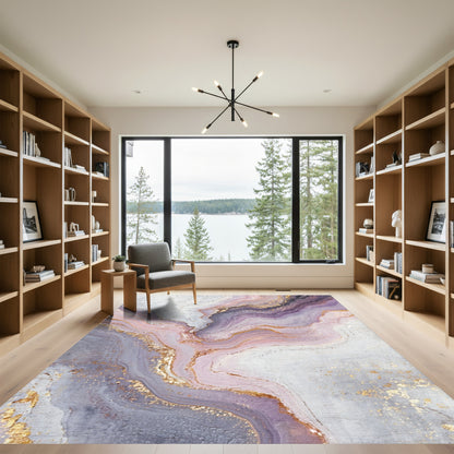 Purple Gold Veined Marble Rug