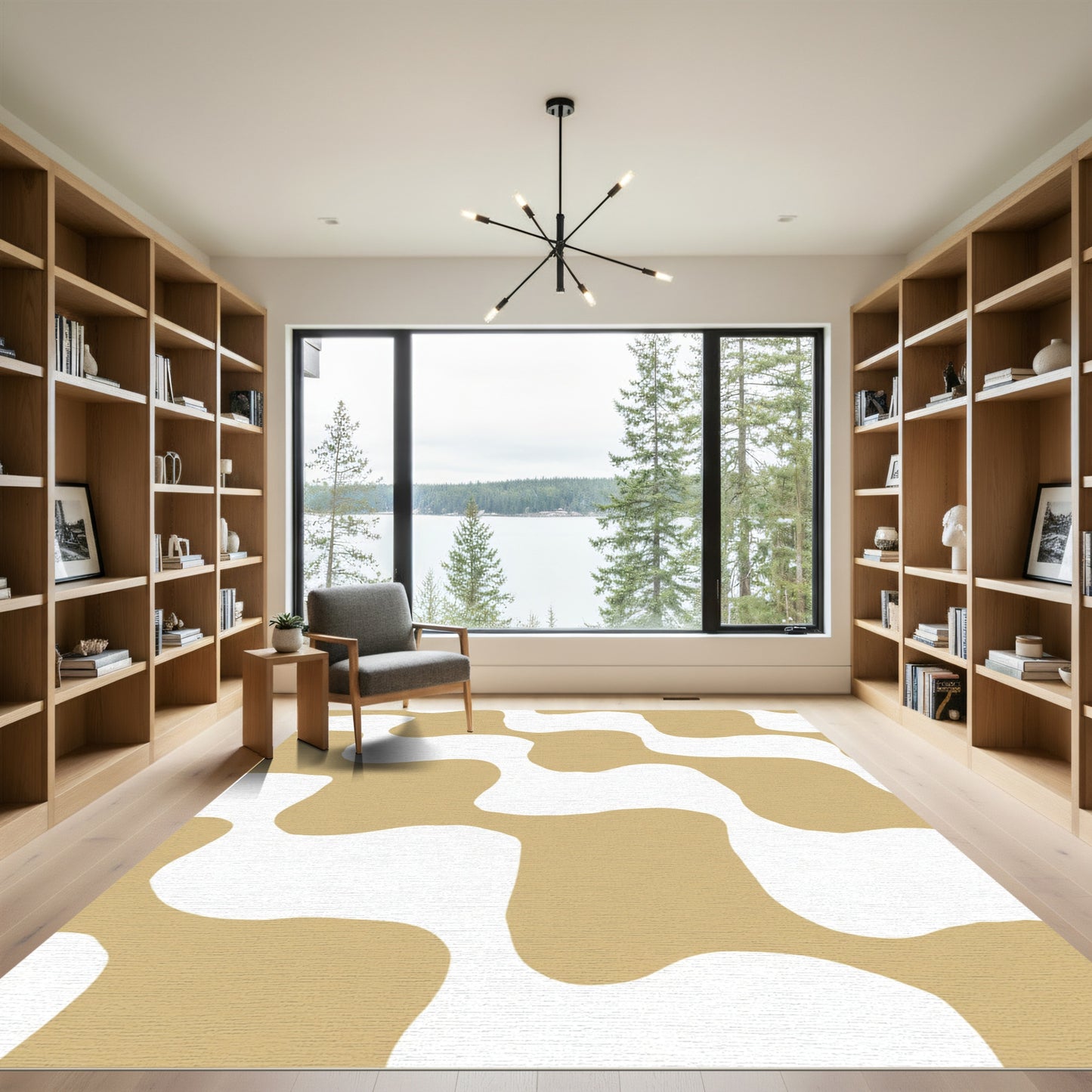 Brown White Organic Blob Rug