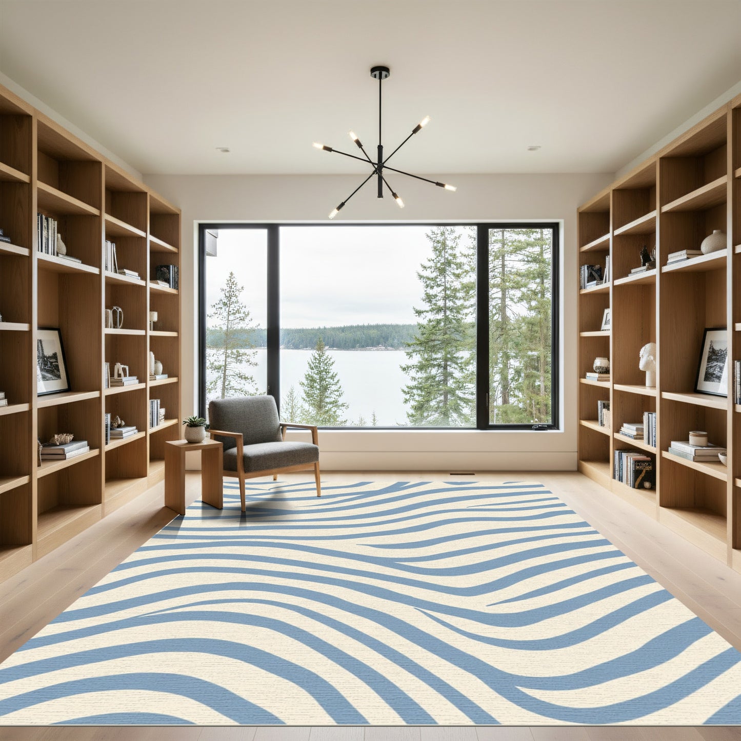 Soft Blue Zebra Stripes Rug
