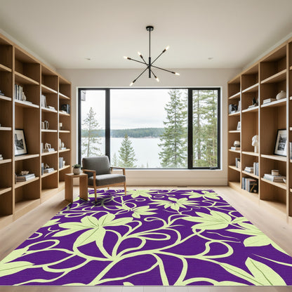 Purple Lime Green Floral Vine Rug