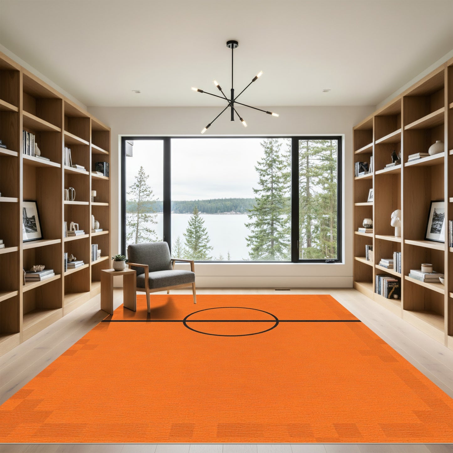 Bold Orange Circle Line Rug