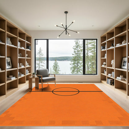 Bold Orange Circle Line Rug