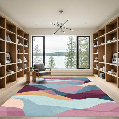 Abstract Wavy Landscape Color Blend Rug
